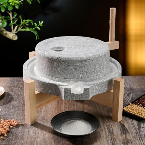 Stone Grain Mill Handmade Grinder for Dry & Wet Foods, Grains Grinding Machine Home/Kitchen, Nuts Prickly Beets Pulverizer Natural Bluestone