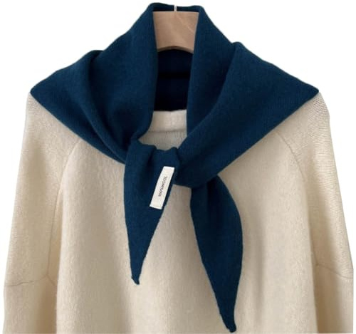 Homaskylynn Knitted Triangle Scarf For Women, Cashmere Shawl Y2k Head Scarf Vinatge Wrap Neck Cover Girl Aesthetic Accessories(Navy blue)