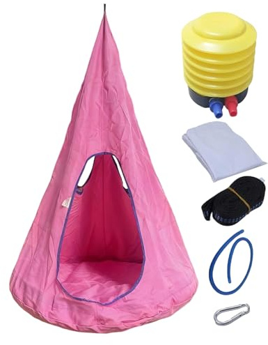 Silla Colgante para niños para Interiores y Exteriores, con cojín, máximo 150 kg, Hamaca Ajustable para Dormitorio, Sala de Estar, jardín, Patio, balcón, césped, Asiento de