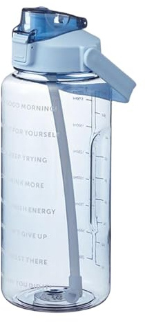 Generico Grande Bottiglia D'acqua Sportiva Da 2 Litri - Rilevatore Di Idratazione Con Indicazione Del Per Viaggi, Fitness E Attività All'aperto, D'acqua Quotidiana Senza BPA Con Chiusura A Scatto
