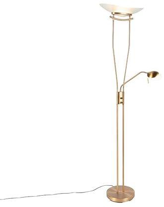 Qazqa - Modern Floor lamp Bronze incl. LED and dimmer - Lexus- - Modern | 1 Light - Steel Floor lamp - Suitable for Living Room I Bedroom I