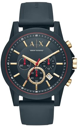 A|X Armani Exchange Chronograph Blue Silicone Watch for Men