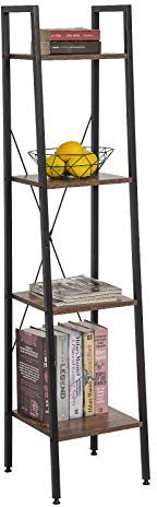 eSituro Estante para Piso Estantería Librería Estante de Cocina Estante de Almacenamiento de Organizador Multifuncional para Libros Plantas con 4 Estantes Metal + MDF 34x35x148CM SSTR0054