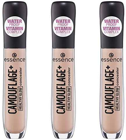 essence CAMOUFLAGE+ HEALTHY GLOW concealer, Nr. 10, Nude, mit Vitaminen, aufhellend, natürlich, strahlend, vegan, wasserfest, ohne Alkohol, ohne Parabene, 3er Pack (3x5ml)