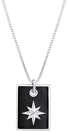 Kuzzoi Collier pour homme avec pendentif plaque d'identité en forme de plaque d'identité en forme rectangulaire, chaîne robuste avec émail en argent sterling 925, longueur 60 cm