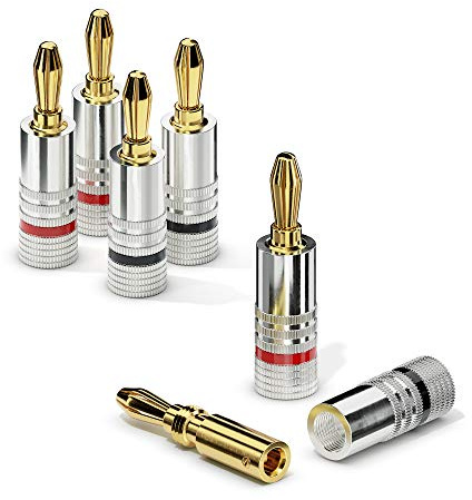 sonero® lote de 4 fichas bananas, verter todos los alambres de enceintes de un diámetro máximo de 6 mm², (12x rouge, 12x noir), plaqué o 24 quilates