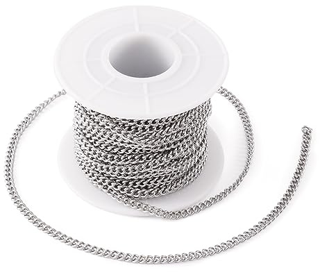 Givenny Svetsad länkkedja i rostfritt stål 10 m x 4 x 3 x 1 mm för gör-det-själv armband, halsband smyckestillverkning