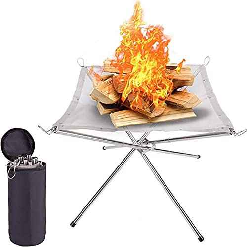 WANGCL Chimenea portátil de malla plegable plegable de 16.5 pulgadas, para camping, patio, jardín (bolsa de transporte incluida)