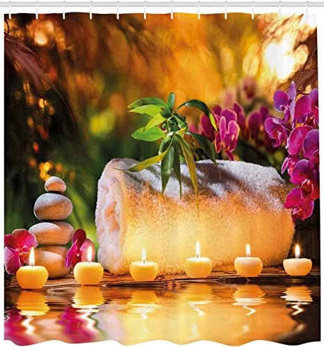 JOKITA Duschvorhang 180x200 Massage-spa Duschrollo Wasserabweisend Anti-Schimmel mit 12 Duschvorhangringen, 3D Bedrucktshower Shower Curtains, für Duschrollo für Badewanne Dusche