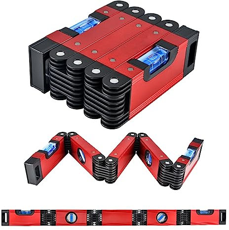 N&S Juvyig Outil de niveau pliable multifonction – Outils de mesure multi-angles pour le travail du bois – Règle de nivellement précis dans n'importe quelle position avec aimant (alliage)