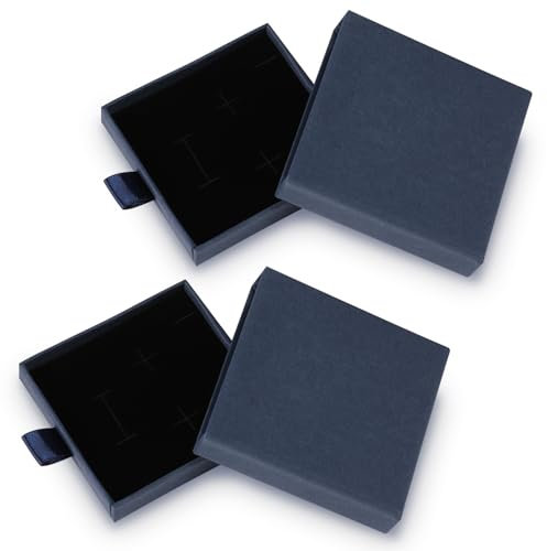 Opopark 2 Stücke Schmuck Box Schmuckkasten Schmuckschatulle Schmuck Organizers Schmuckaufbewahrung Schmuckbox Schachtel Geschenkbox für Armbänder Armreife Schmuck Geschenk(Blau)