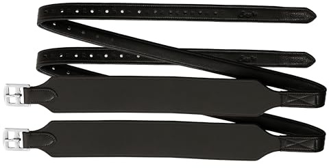 Exion Wide Stability Stirrup Leathers – 2.25” Broad English Saddle Straps with Non-Stretch Nylon Core – Premium Leather Stirrups for Jumping, Dressage & Eventing Saddles (Pair)