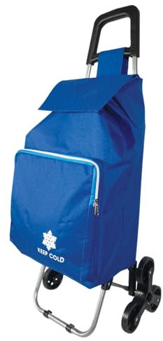 Paluplus Carrello Portaspesa con 6 Ruote, Trolley per Salire le Scale in Tessuto Impermeabile, Tasca Termica Frontale con zip, Carrellino per la spesa -3512F (Blu)