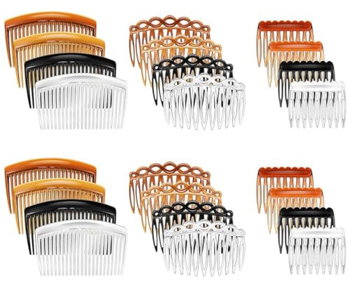 NHPY 24 Pièces Peigne Cheveux Chignon, Peignes À Cheveux Décoratifs, Barettes Cheveux Femme Chic, Peignes Latéraux Cheveux Peigne À Cheveux Tressé Rétro En Plastique De Couleur Pure