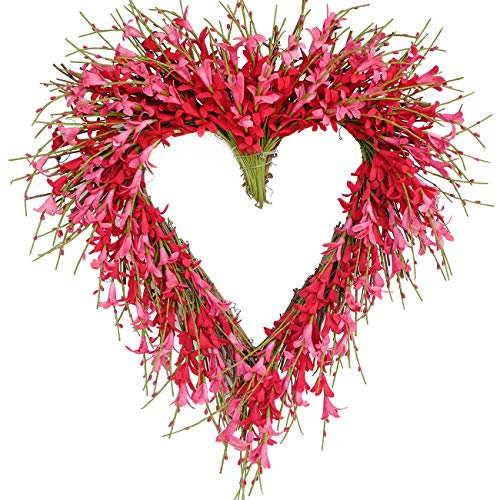 CIR OASES Heart-shaped wreaths 18 inch Pink wreaths Valentine's Day wreaths Spring wreaths Winter Jasmine wreaths Wedding Birthday Parties Valentine's Day wreaths the front porch wreath