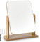 Zhufas Espejo de pie pequeño de pie, de madera, espejo de mesa, rotación de 360 grados, espejo de mesa de madera, 25 x 22 cm, para tocador, escritorio, dormitorio, baño