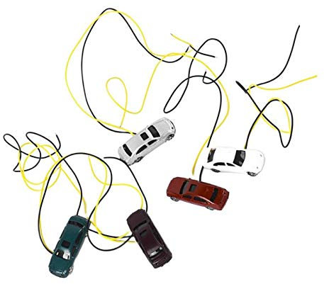 5 piezas pintadas con luz de coches de construcción de trenes de construcción, escala Z 1:200