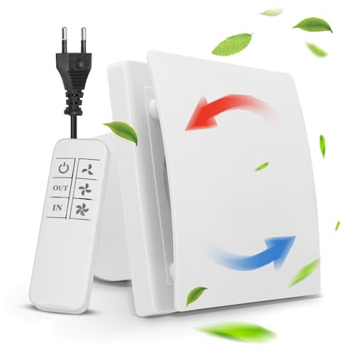 Gxpjycfob Abluftventilator, 100 mm, Abluftventilator mit Fernbedienung, leistungsstark, bidirektionale Belüftung, für Badezimmer, 2 Richtungen und 3 Geschwindigkeitsstufen, für Badezimmer, Küche