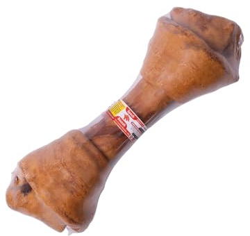 Huesos masticables Premium para Todos los Perros: Snack masticable de Piel de Ternera para el Cuidado Dental y el Entretenimiento (2XL/38,1-40,64, Tocino)