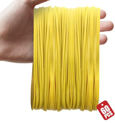 XRXYMQ Elastici Ufficio 60 Pezzi 180x3 mm Elastico Grandi Robusti Grossi Elastici Cancelleria Giallo Elastiche per il Lavoro e Famiglia