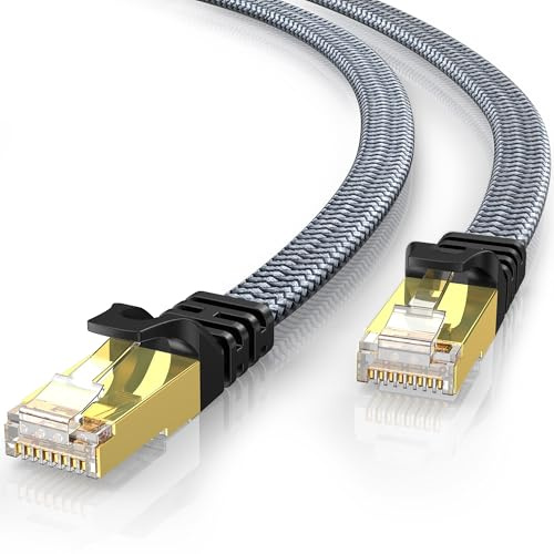 YesTXR Cable de red 3M, CAT 8, 40 Gbps, cable LAN de alta velocidad, 2000 MHz, S/FTP RJ45, cable de nailon para PS5/4, módems, televisores, conmutadores, portátiles, routers, etc., compatible con Cat