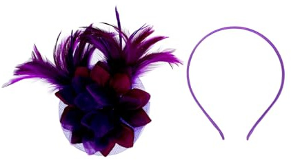 Mobestech Bandeau Vintage pour Femme en Nylon Léger Forme Petite Coiffe pour Diverses Occasions, Élégant et Confortable à Porter Couleur Pourpre