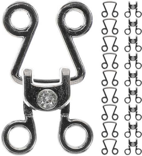 BESTonZON Lot de 10 Crochets Invisibles Métalliques Couleur Gunmetal Agrafes de Soutien-Gorge et Fermeture de Vêtements pour Couture pour Pantalons Jupes et sous-Vêtements Fins