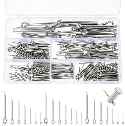 330 Stück Splinte Sortiment Edelstahl, 7 Größen Splint Set M1/M1.5/M2/M2.5/M3/M4/M5, 304 Edelstahl Sicherungssplint für Autos Wohnmobile Gartengeräte