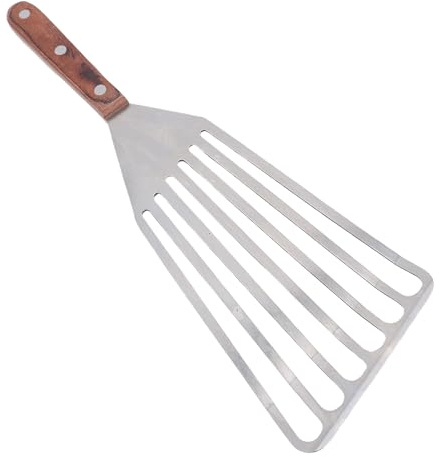 SIXRUN Espátula para Pescado, Volteador de Pescado de Acero Inoxidable con de Madera, Hoja Fina y Flexible para Freír Filete de y Salteado, Herramienta de Cocina Fácil de Limpiar para Parrilla de