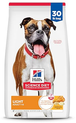 Hill's Science Diet Light, Adult 1-6, Weight Management Support, Dry Dog Food, Chicken & Barley, 30 lb Bag