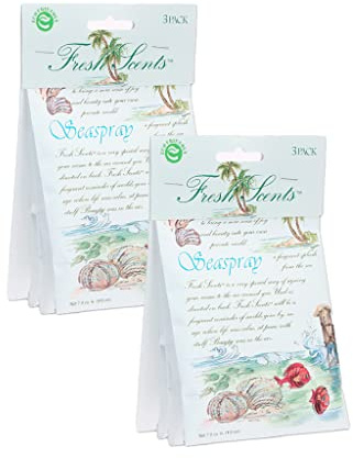 Willowbrook | Fresh Scents Scented Sachet Packet | Seaspray | Air Freshener Bags for Drawers, Closets, Cars | 6 Pack | Long Lasting Home Fragrance