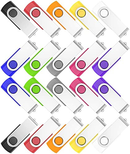 VIEKUU Pendrive 8GB 20 Piezas 2.0, 8 GB Memoria USB Stick, Giratoria Pen Drive, Pincho USB Adecuado para TV, Computadora, Tableta, Flash Drive Almacenamiento de Datos(8GB 20PCS Multicolor)