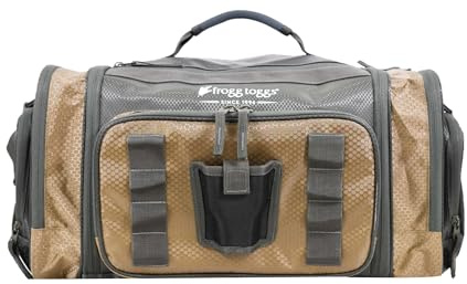FROGG TOGGS Heavy Duty Fishing Tackle Duffle Bag, Includes Bait Trays, Solid Brown Elements, 3700