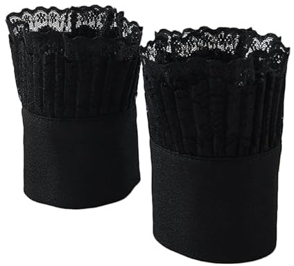 GALPADA Mangas Postizas de Encaje Ajustables y Desmontables Negro Puños Falsos Accesorio Delicado para Mujer Adecuado para Vestido Lolita o Boda