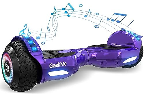 GeekMe Hoverboards 6,5 Zoll Dualmotorräder, Selbstausgleichende Hoverboards mit LED-Licht, Smart Bluetooth, Selbstausgleichendes System, Geschenke für Kinder