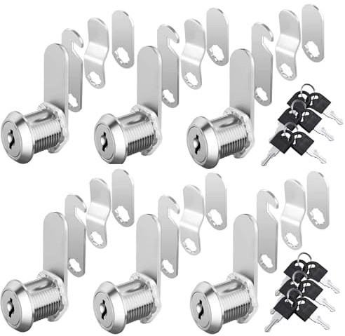 Herbst 6pcs Cerraduras Taquillas con 4 placas de bloqueo diferentes, 20mm Cerradura Taquilla Vestuario con Llave, Cerradura Armario