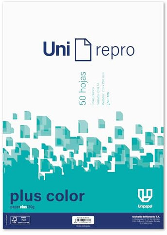 Unipapel, 50 Blatt A4, glatt, 120 g, plus Farbe, sehr robustes Papier für Drucke in Büros, Schulen und Zuhause, FSC-zertifiziert