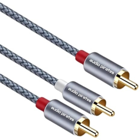 audio pirates Subwoofer Cinch-Kabel 2x1 RCA-Kabel – High-Performance Y Cinchkabel, Audio-Kabel mit 24 K vergoldetem Stecker, OFC-Kupfer – Lautsprecherkabel für Subwoofer (1er Pack, 3m)
