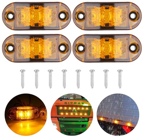 DMJJSD® LED Side Marker Light 4pcs12/24V Trailer Side Light IP65 Waterproof Trailer Side Lamp Warning Lamp Indicator Parking Light Clearance Lights with Amber Bulbs for Trailer Truck Boat RV Caravan