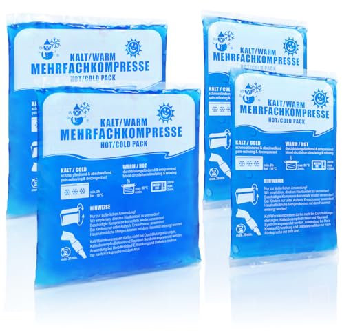 Robin Goods® 4X Mehrfach-Kompresse 16x9 cm, 14x13 cm - Wiederverwendbare Warm- & Kaltkompressen - Kühlpad & Wärmekissen, Mikrowellengeeignet - Für Erste-Hilfe, Sportverletzungen & Schmerzlinderung