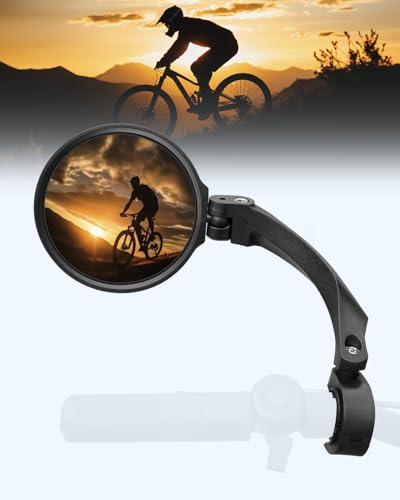 CEMOFE Specchietto Bicicletta Sinistro Specchietto Retrovisore per Bici Elettrica Specchietto Bici Convesso Girevole a 360°per Manubri 18-22mm per MTB Bicicletta Monopattino Elettrico 1 Pezzo