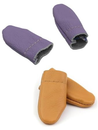 2 paia di ditali da cucito, protezioni per dita in pelle per infeltrimento ad ago, strumenti per cucito e cucito, protezioni per le dita per infeltrimento ad ago (colore casuale)