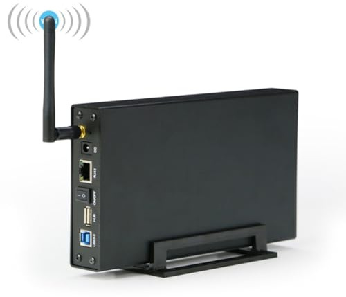 JOFUUM Tragbares Gehäuse für 8,9 cm (3,5 ) HDD, USB 3.0, RJ45, Ethernet, NAS, Netzwerk-Server, Speicher für Etui, EU-Stecker