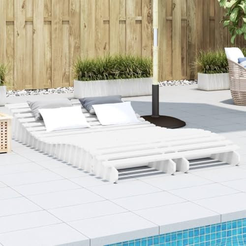 Xichuzi Tumbonas Madera Maciza de Pino Blanco 2 Unidades 205x60x31,5 cm, Tumbonas Jardin Exterior, Tumbona Playa, Tumbona Reclinable, Tumbona Piscina, Muebles Terraza - 832575