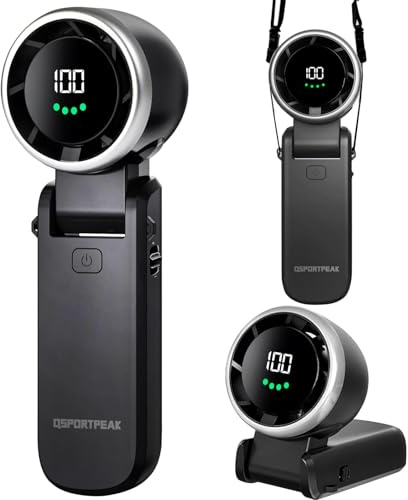 Ventilateur Turbo Portable à Main,13550 tr/min Refroidissement Instantané,Réglable en Vitesse(de 1 à 100),Recharge USB Rapide 2H,Jusqu'à 12h,Affichage Numérique,pour Extérieur,Voyage,Travail- Noir