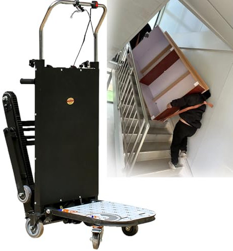 RoyceBee Foldable Electric Stair Climbing Dolly, 1102 lb 1280W Powered Electric Stair Climbing Hand Trucks Dolly Cart with Rubber Tracks for Moving, Heavy Duty Stair Climber