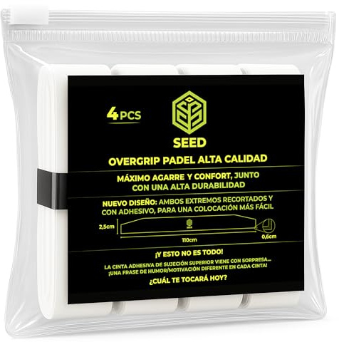 SEED Overgrips Pádel Extra Adherentes – Instalación Fácil con Ambos Extremos Adhesivos – Alta Absorción y Comodidad – Ideal para Entrenamientos y Partidos – Packs 4/10/38 Uds