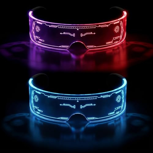 Herbst 2x Cyberpunk LED Brille Visor Leuchtende Brille Party Glasses