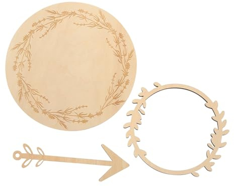 OFFIGAM Disque Jalonné en Bois et Cartes Étapes Mensuelles pour -Né, Panneau d'Annonce Prénom Bébé, Décoration Crèche pour Suivi des Premiers Mois