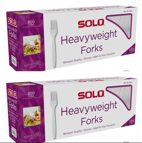 Solo Cup Company Mediumweight Plastic Cutlery, Forks, White, 500 Count (2 Pack)